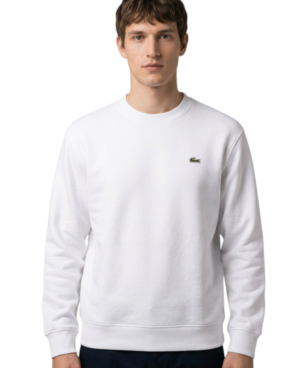 Felpa Lacoste Cotone Felpato con Coccodrillo