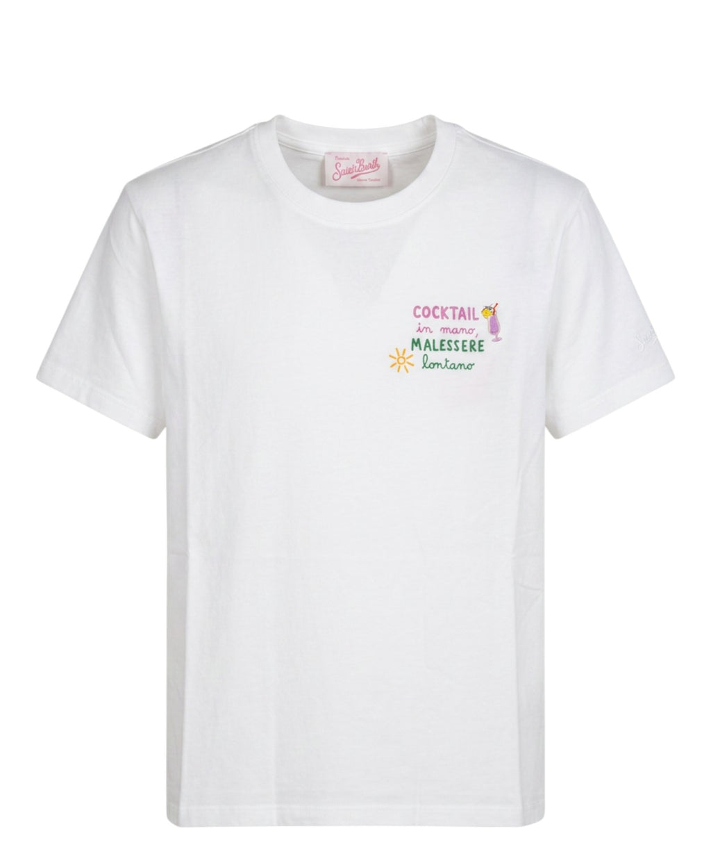 T-shirt Emilie MC2 Saint Barth avec broderie et charm appliqué
