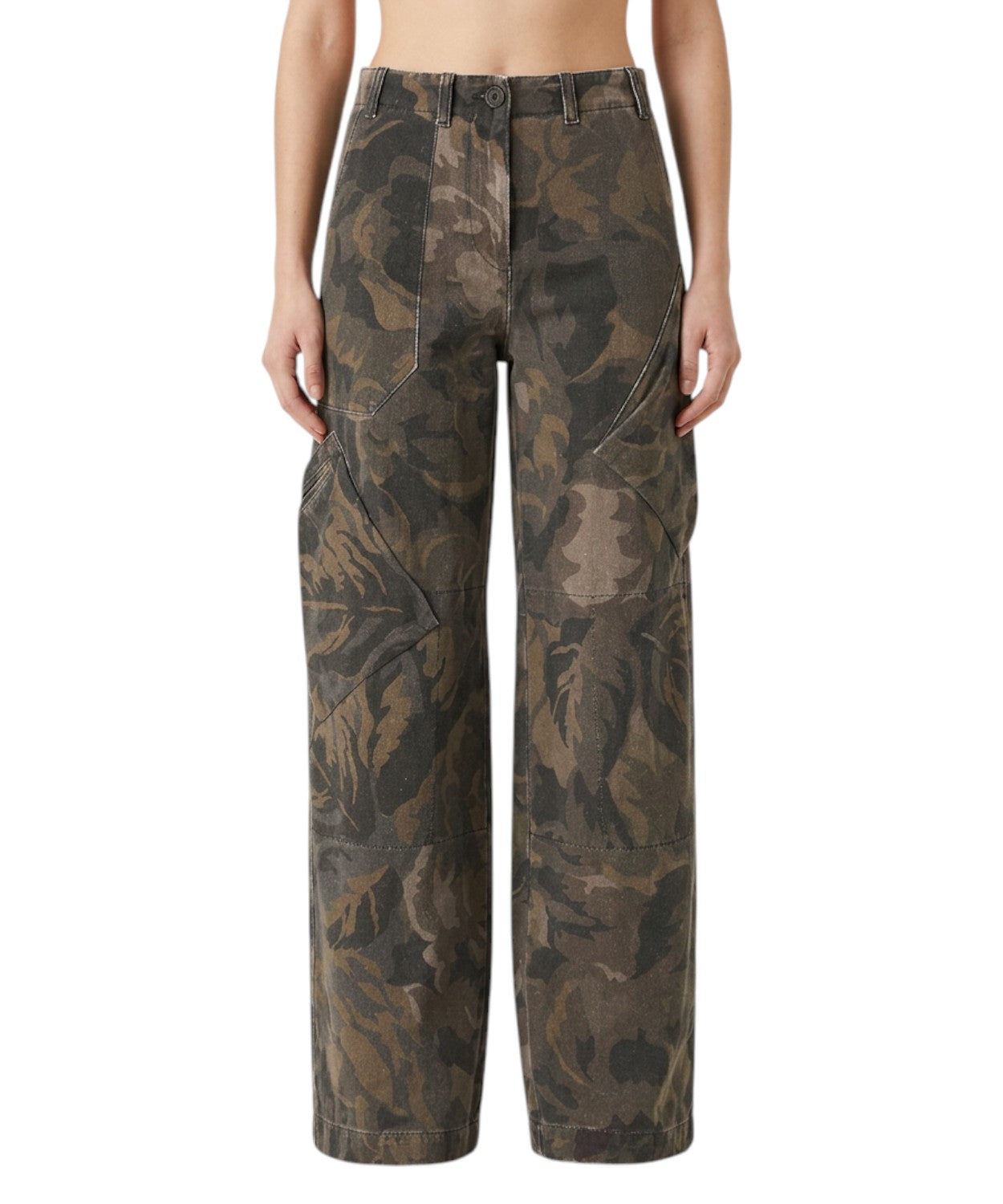Pantaloni Pinko Haiku Camouflage Gamba Ampia