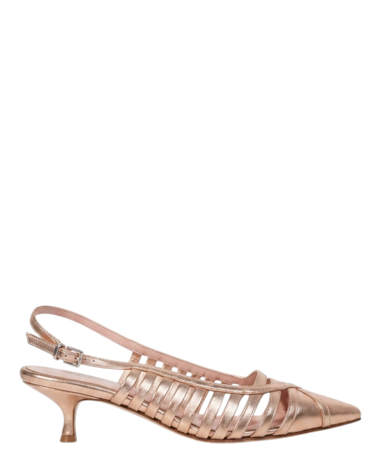 Slingback femme élégant en cuir laminé avec tressage