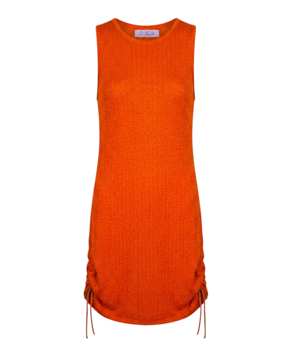 Robe midi sans manches en lurex avec cordon de serrage