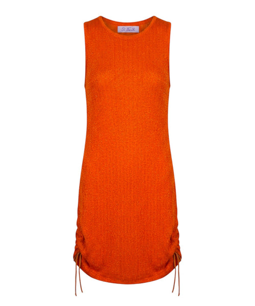 Robe midi sans manches en lurex avec cordon de serrage