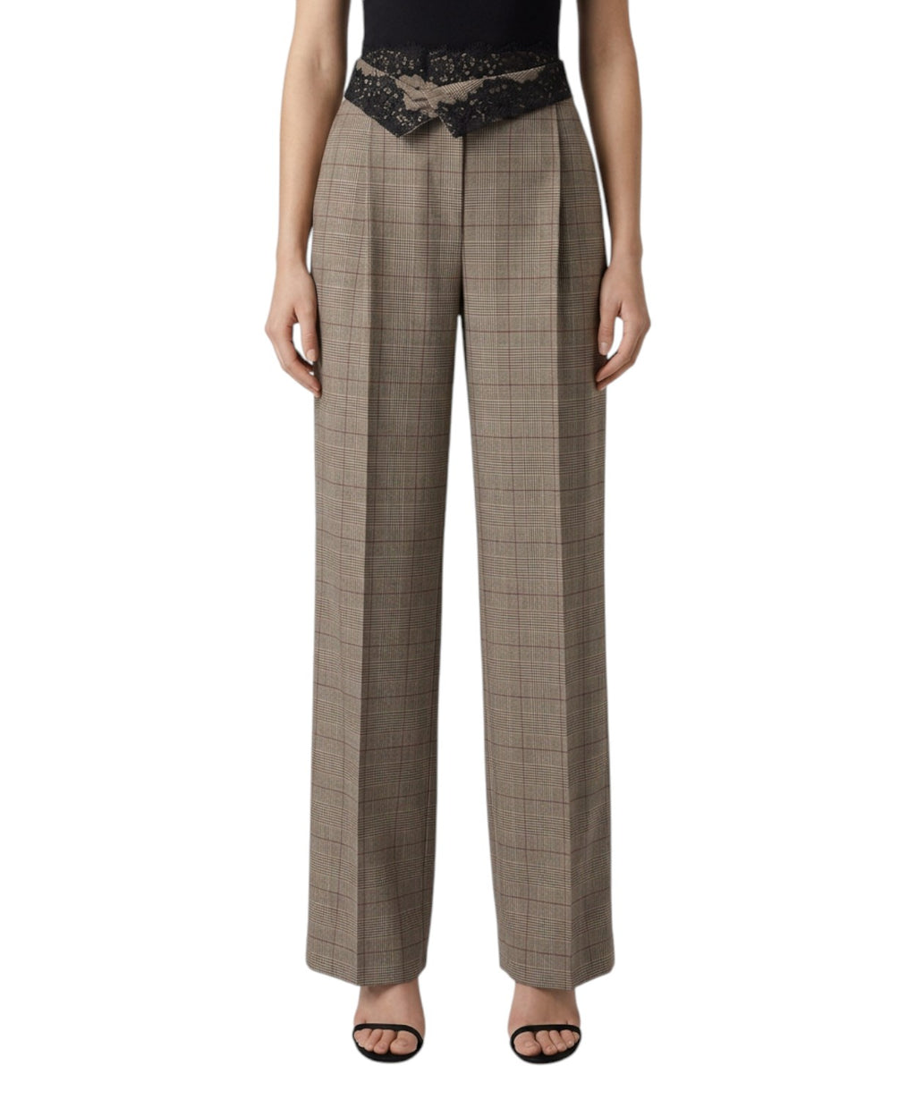 Pantaloni Pinko Plumeria Principe di Galles con Cinturino in Pizzo