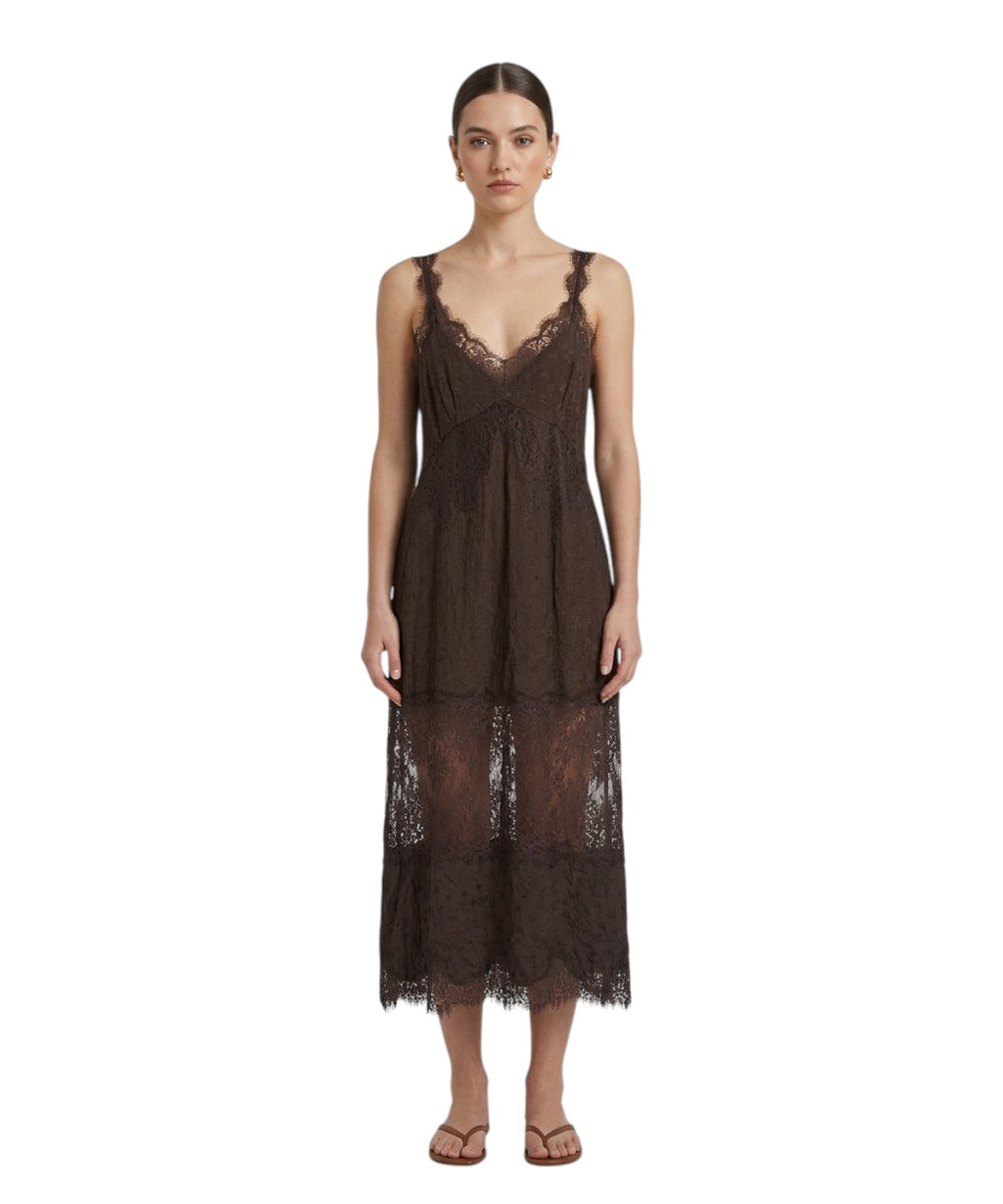 Robe Pinko Aster en crêpe jacquard avec dentelle