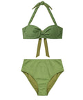 Bikini Lurex femme avec haut noué et taille haute
