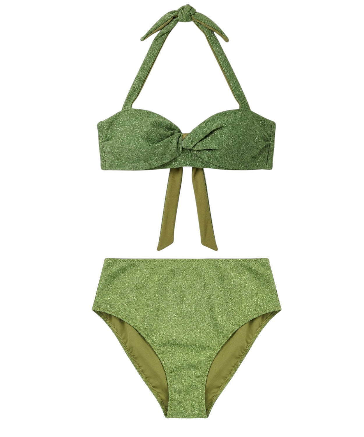 Bikini Lurex femme avec haut noué et taille haute