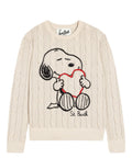 Pull New Queen en laine torsadée avec broderie Snoopy