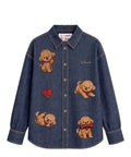 Chemise femme Gigy en denim avec broderie Poodle