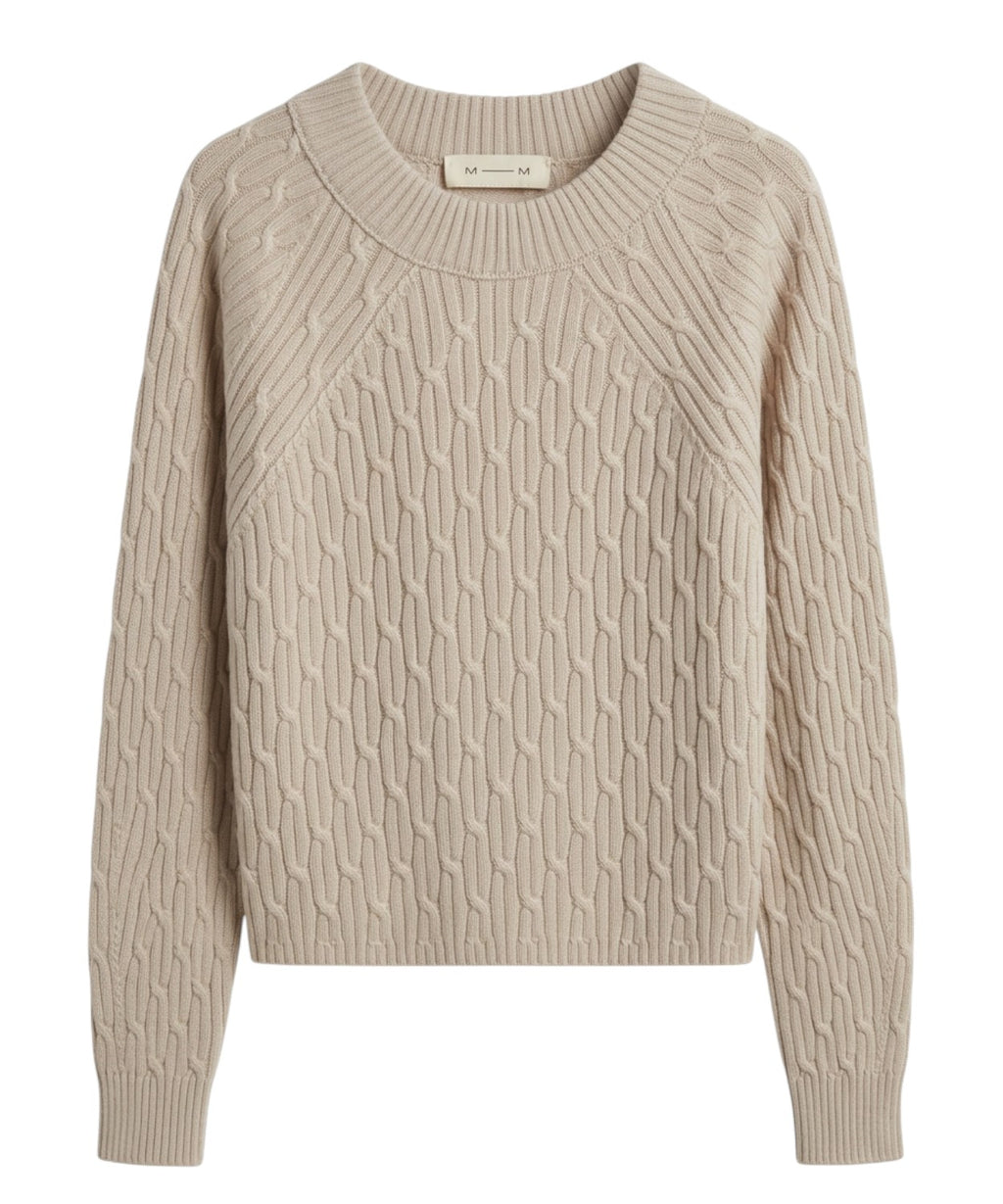 Pull KABALA en coton avec torsades et col bateau