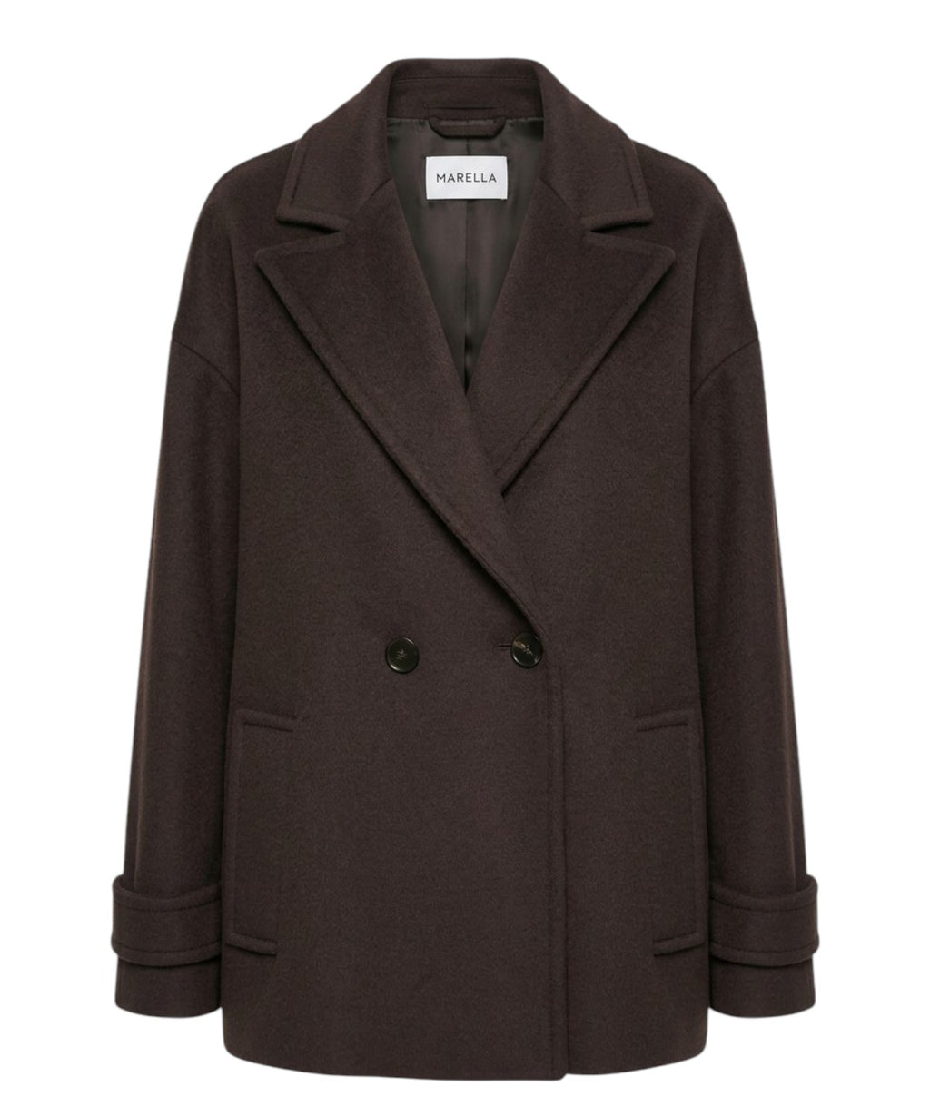 Marella Fiumana Manteau court croisé en drap de laine