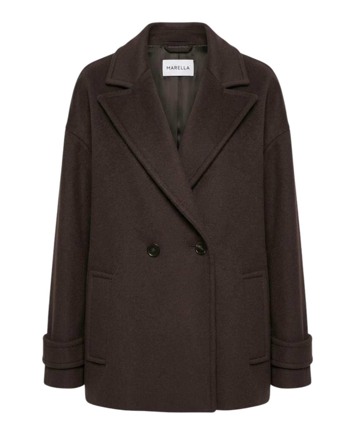 Marella Fiumana Manteau court croisé en drap de laine