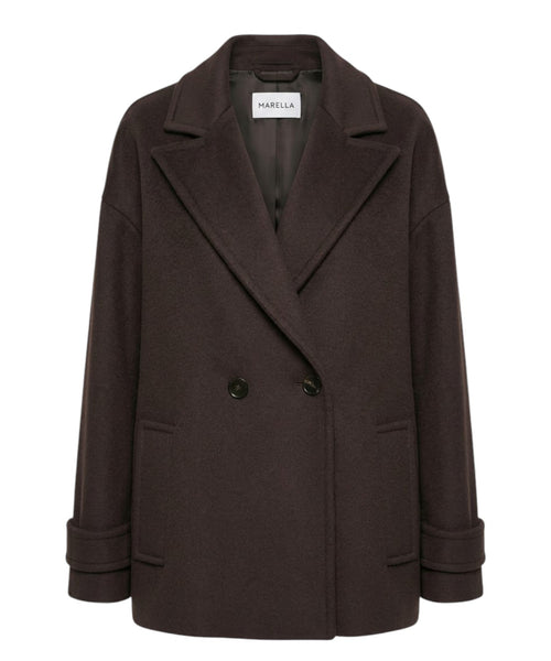 Marella Fiumana Manteau court croisé en drap de laine