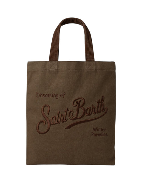 Sac Essential en toile cirée avec anses en velours côtelé
