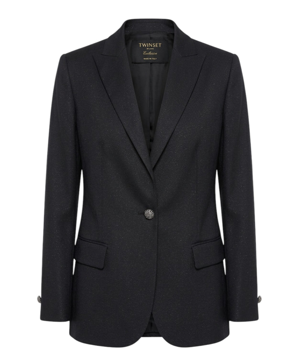 Twinset Veste à simple boutonnage avec boutons bijoux et lurex
