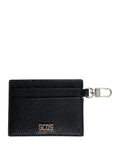 Porte-cartes GCDS en cuir grainé avec mousqueton et logo