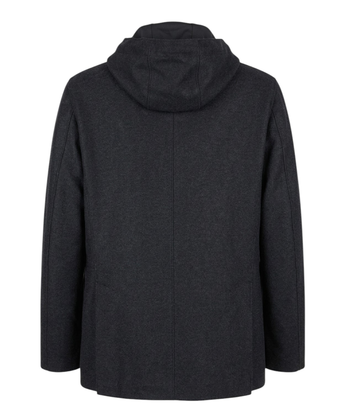Giacca Uomo Castellino Monopetto in Lana con Zip e Cappuccio