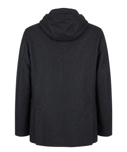 Giacca Uomo Castellino Monopetto in Lana con Zip e Cappuccio
