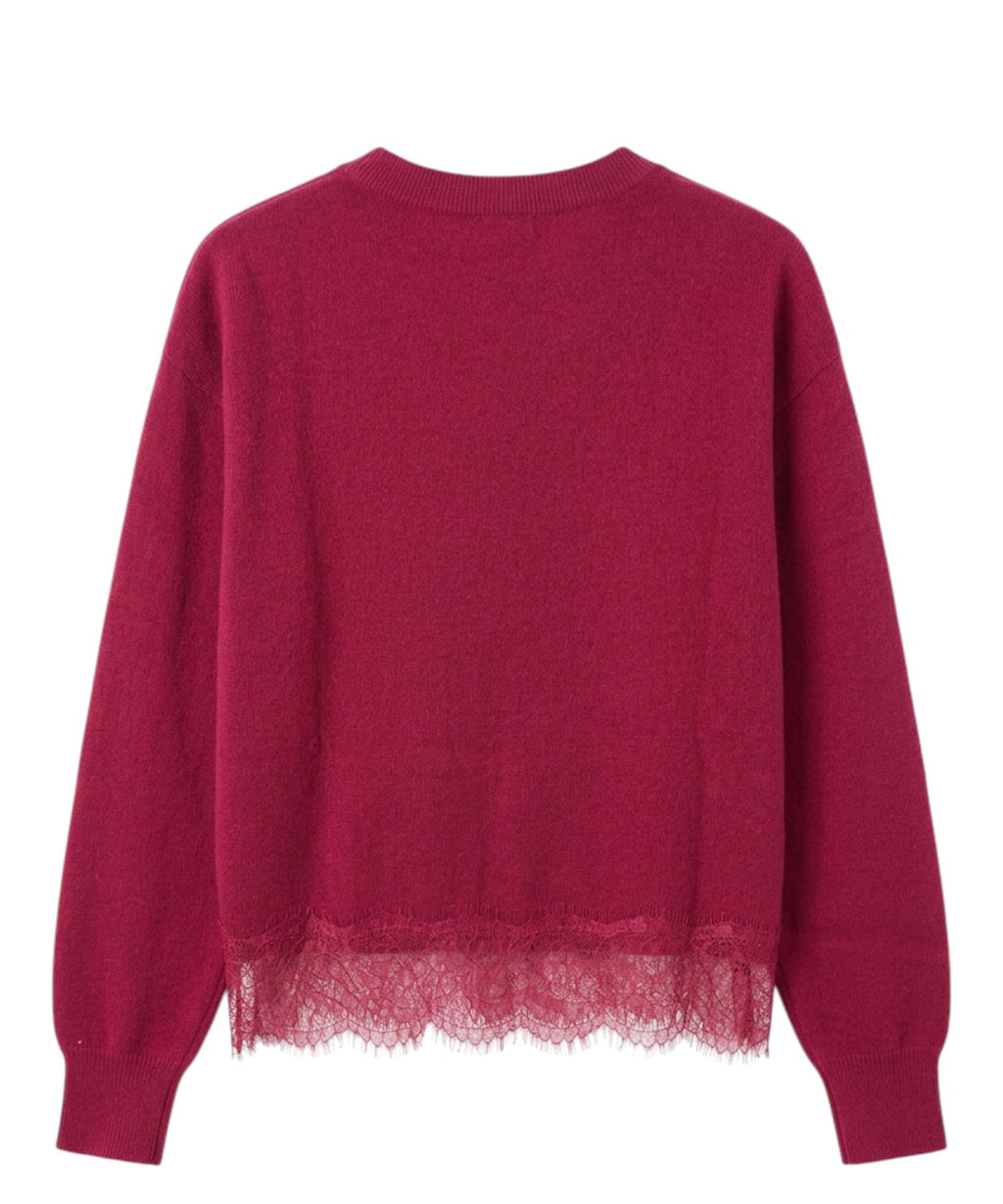 Pull Dilly en cachemire avec bordure en dentelle