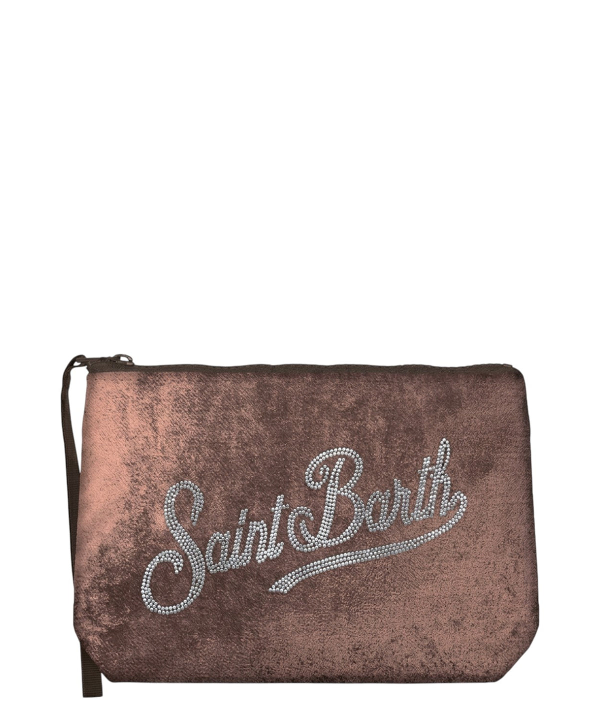 Pochette Aline in velluto con Logo strass