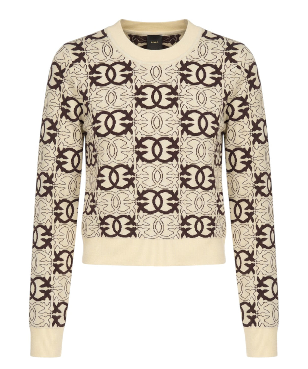Maglia Cropped con Logo Love Birds di Pinko