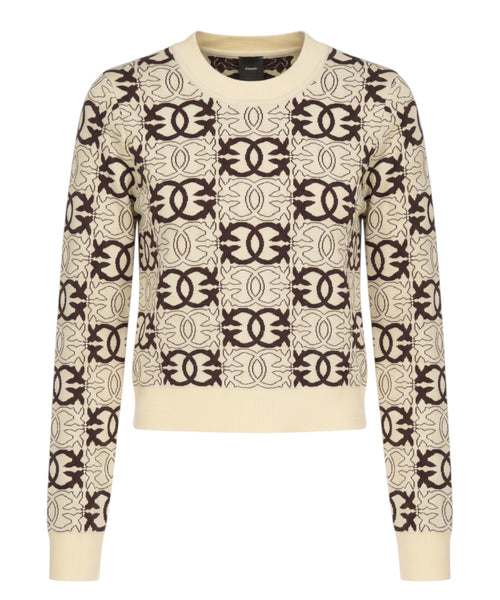 Maglia Cropped con Logo Love Birds di Pinko