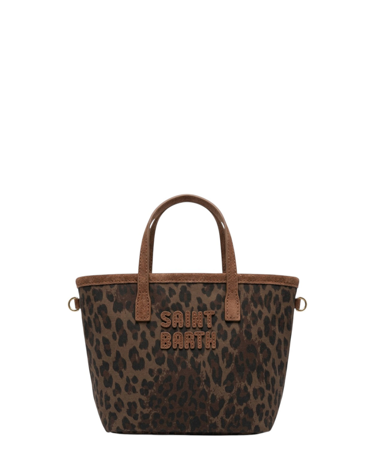 Borsa City Mini Cotone Cerato con Stampa Leopardo