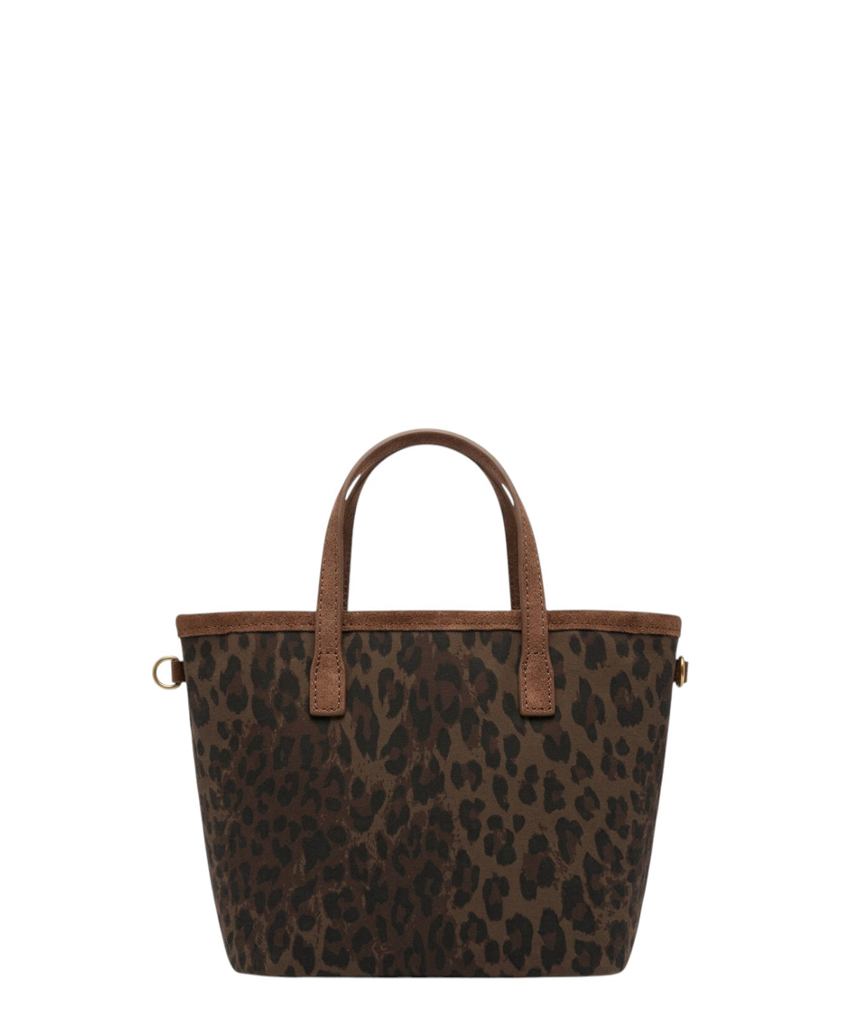 Borsa City Mini Cotone Cerato con Stampa Leopardo