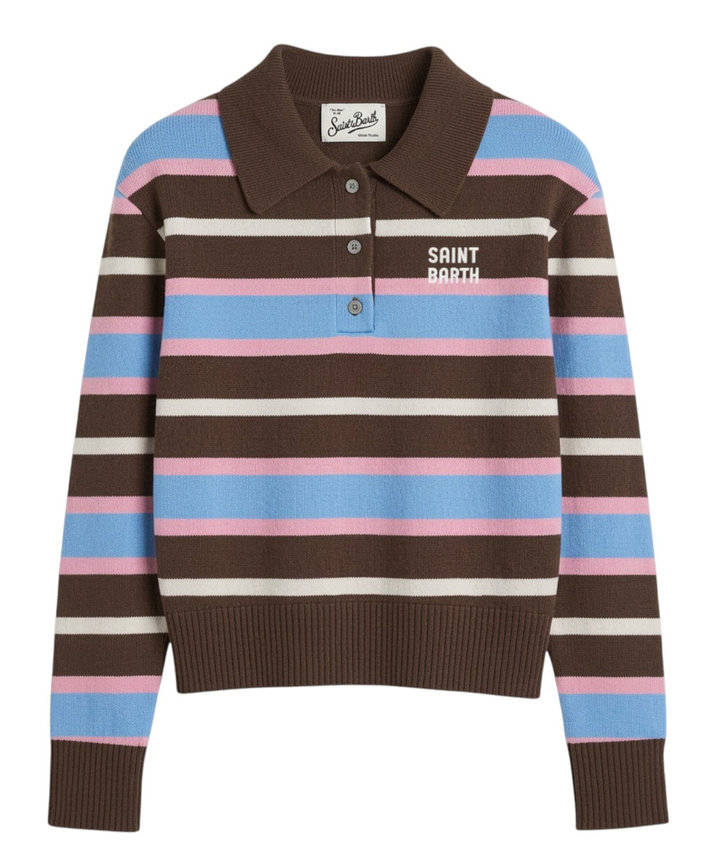 Pull femme MC2 Saint Barth Hadidy avec col et boutons