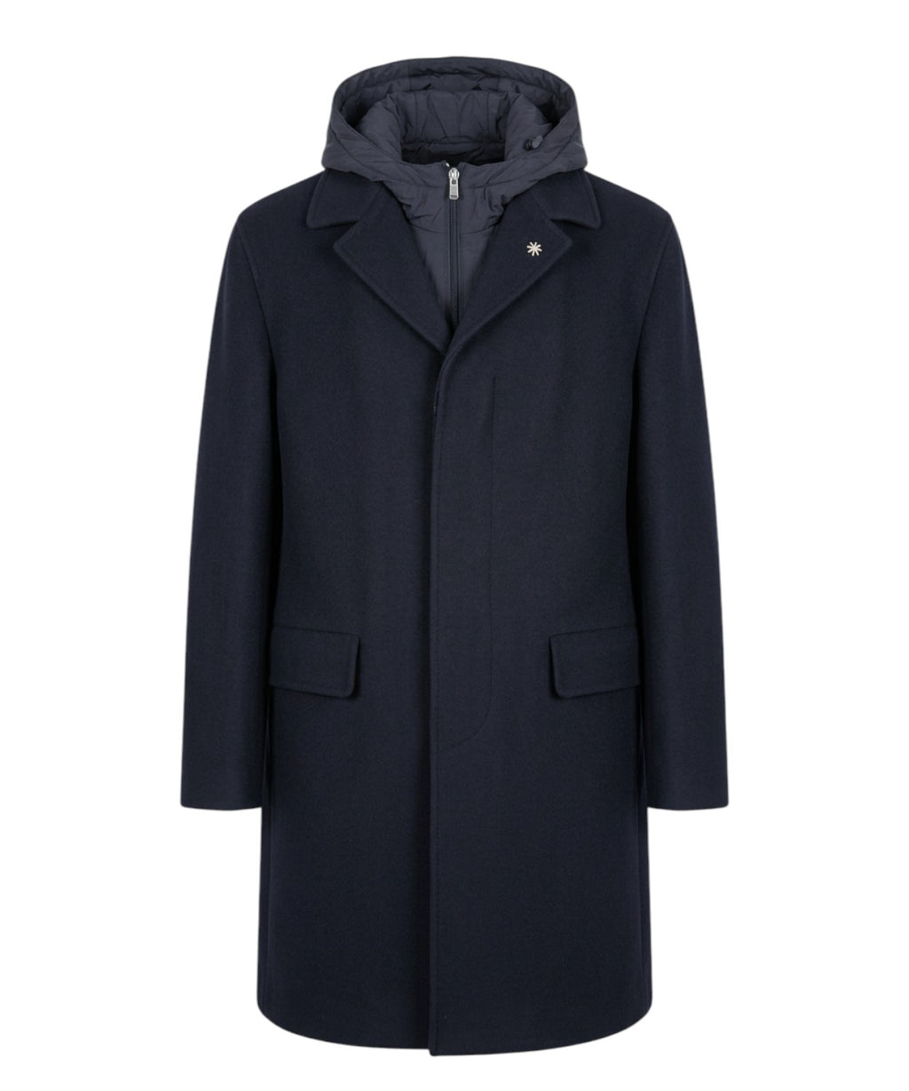 Manteau Homme Manuel Ritz en laine avec capuche