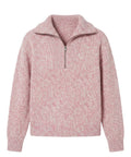 Maglione donna in lana mélange con mezza zip