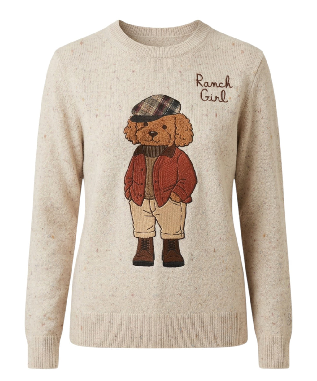 Pull New Queen Donegal avec broderie Country Poodle