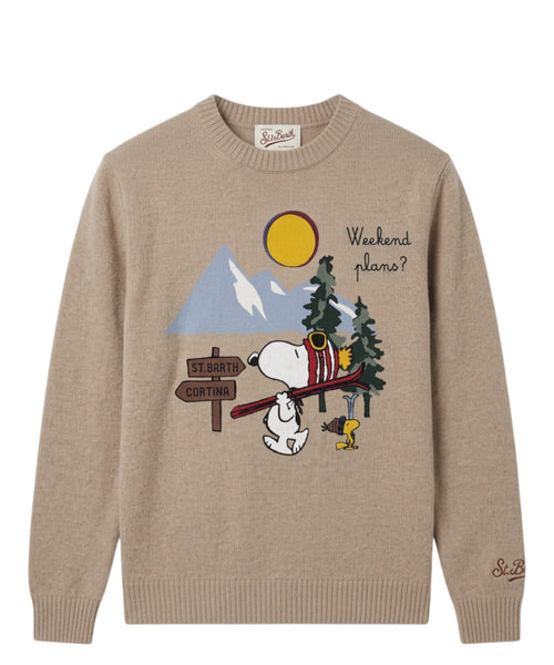 Pull Heron en mélange cachemire avec broderie Snoopy