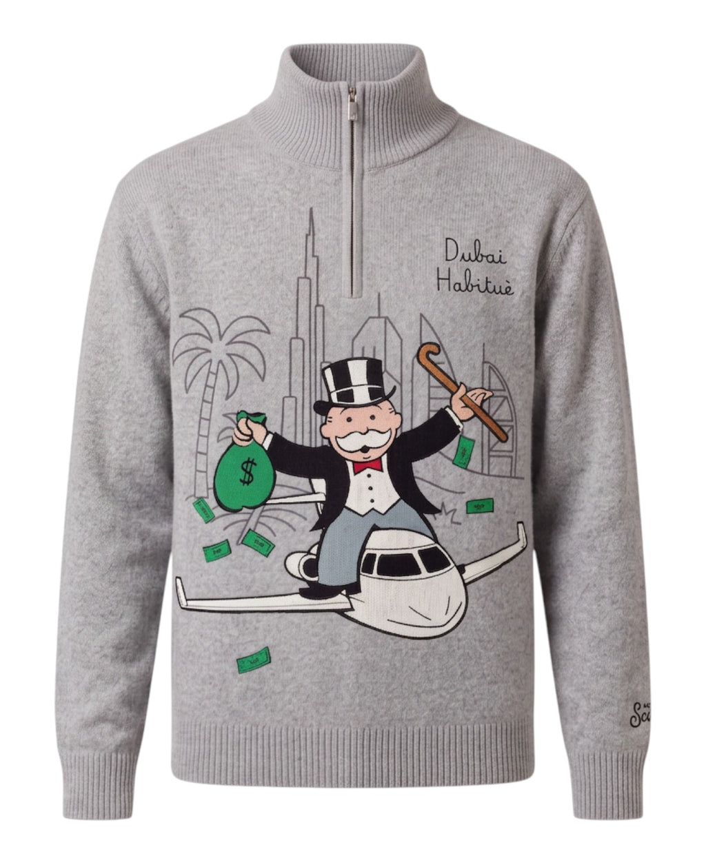 Pull MC2 Saint Barth avec demi-zip et motif