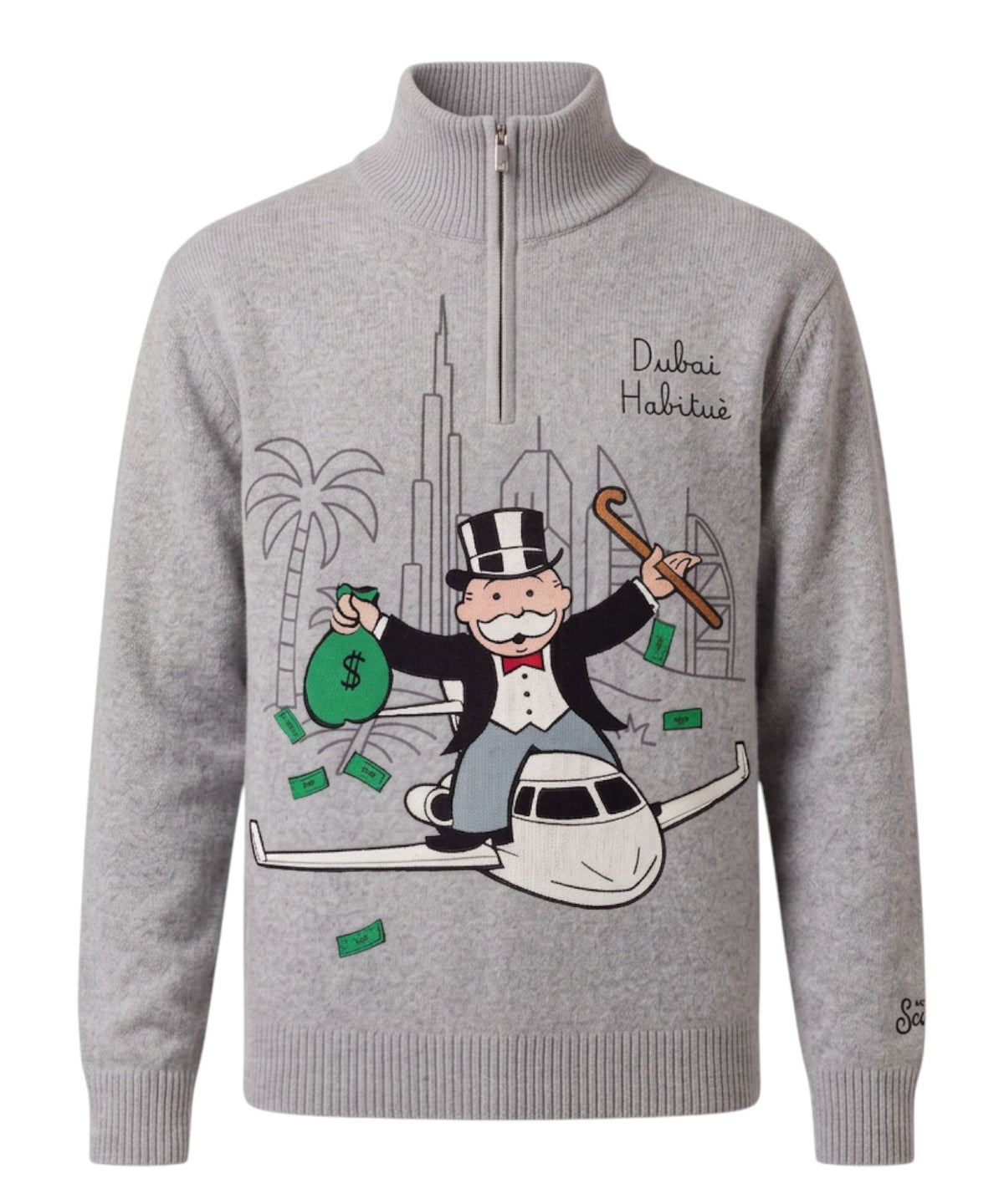 Pull MC2 Saint Barth avec demi-zip et motif