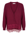 Cardigan Donna Cashmere Scollo a V Dotty con Pizzo