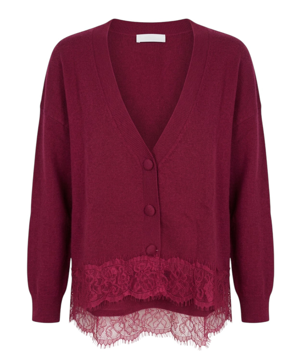 Cardigan Donna Cashmere Scollo a V Dotty con Pizzo