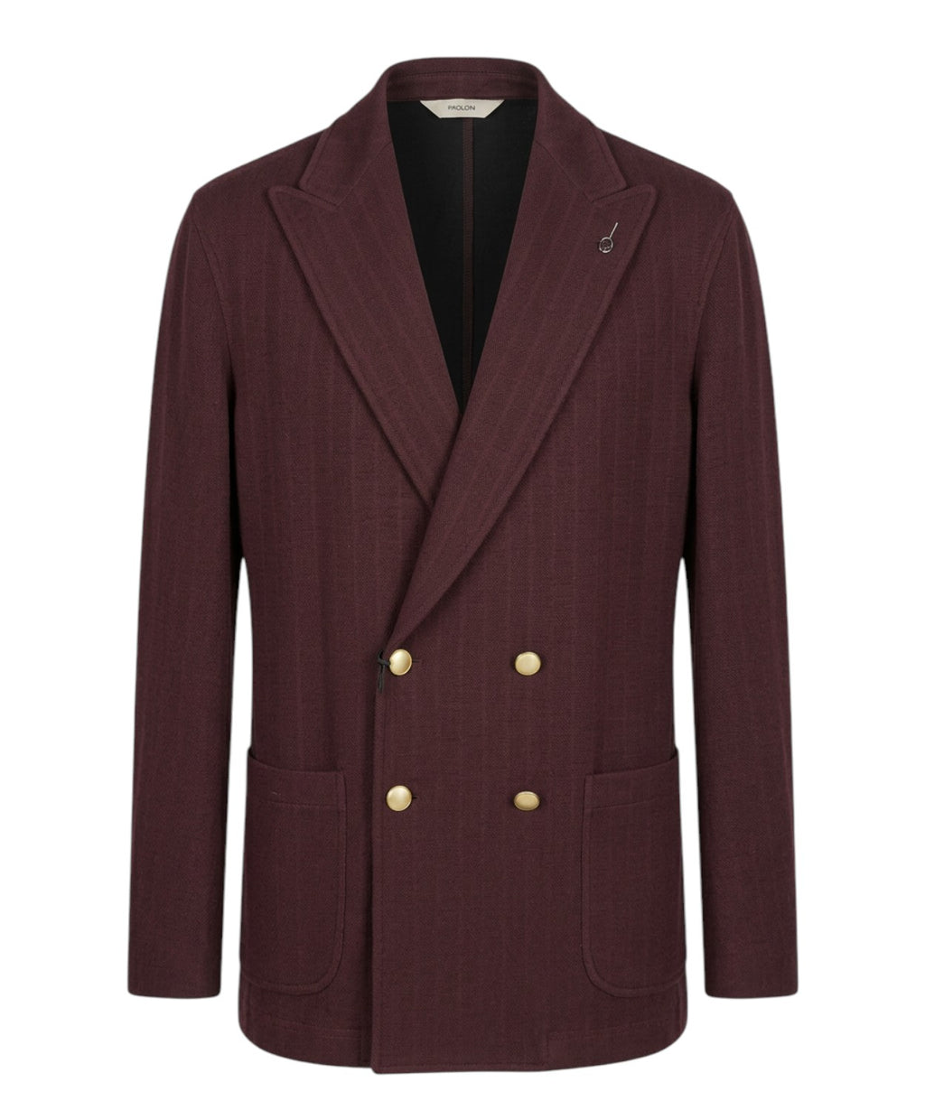 Veste Homme Paoloni croisée à côtes en mélange de coton et de laine