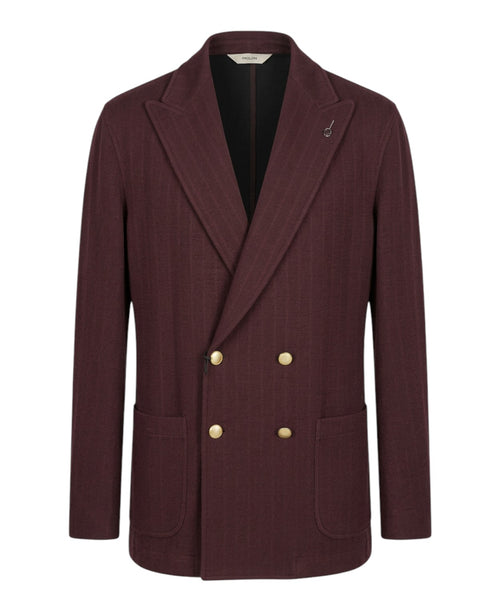 Veste Homme Paoloni croisée à côtes en mélange de coton et de laine