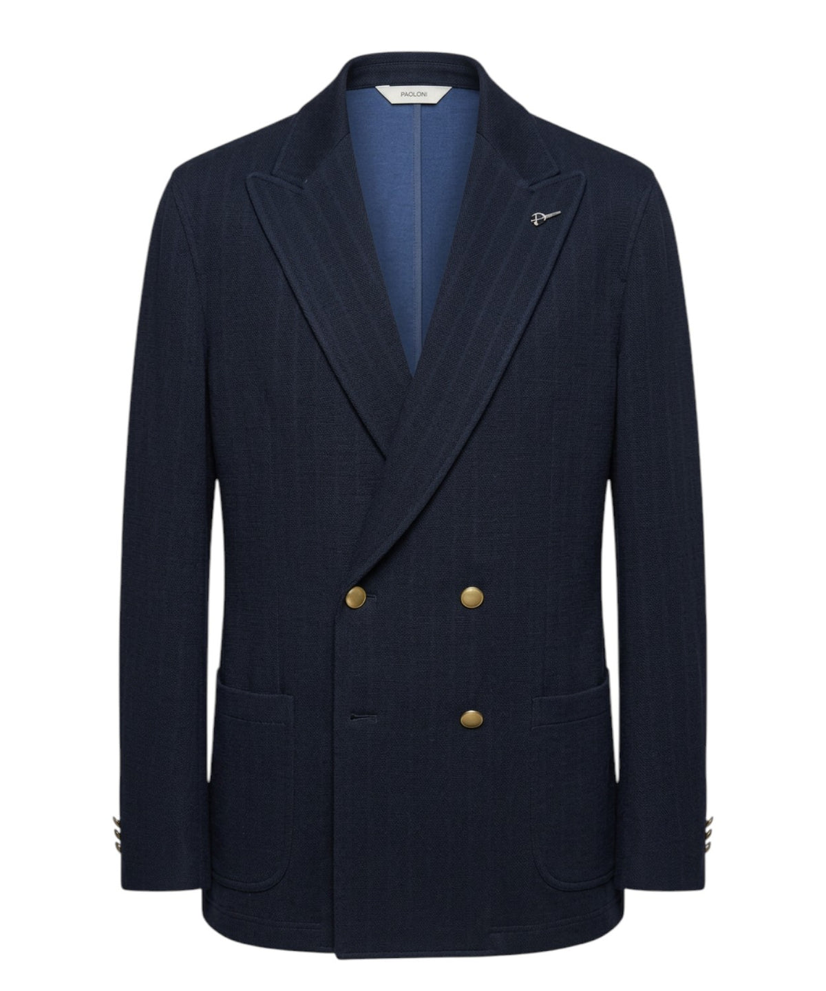 Veste Homme Paoloni croisée à côtes en mélange de coton et de laine