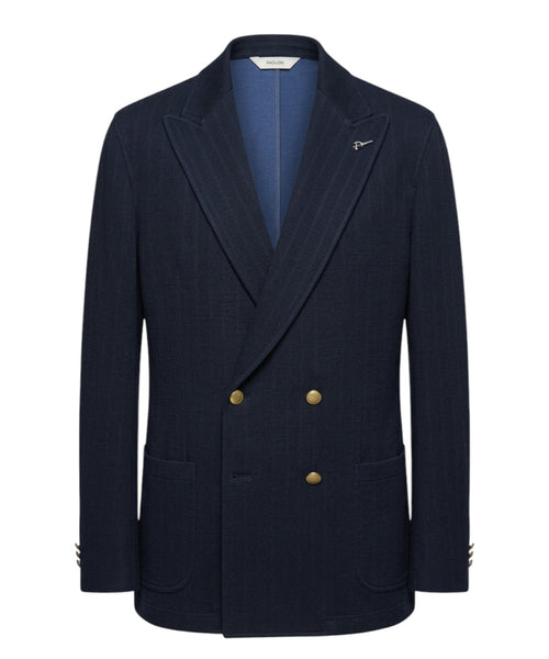 Veste Homme Paoloni croisée à côtes en mélange de coton et de laine