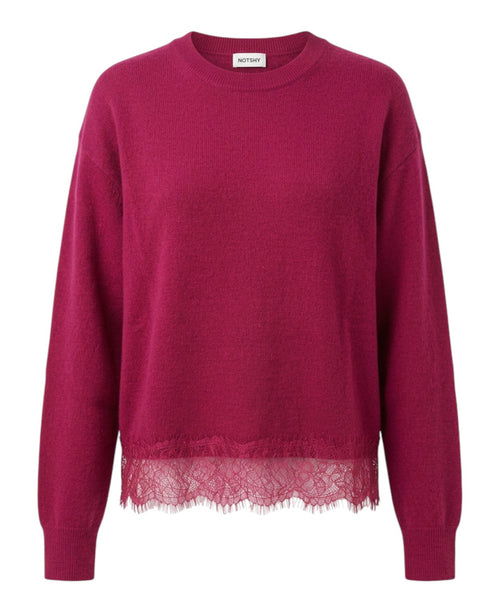 Pull Dilly en cachemire avec bordure en dentelle