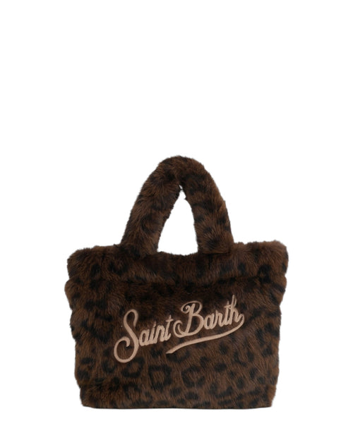 Mini sac Vanity en fourrure souple léopard