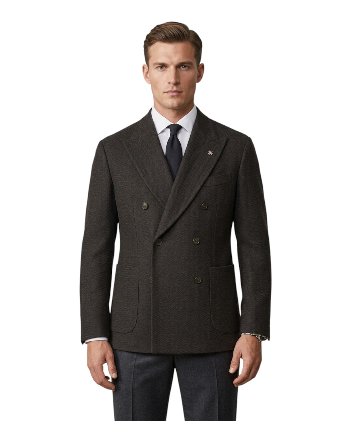 Veste croisée en laine et cachemire pour hommes