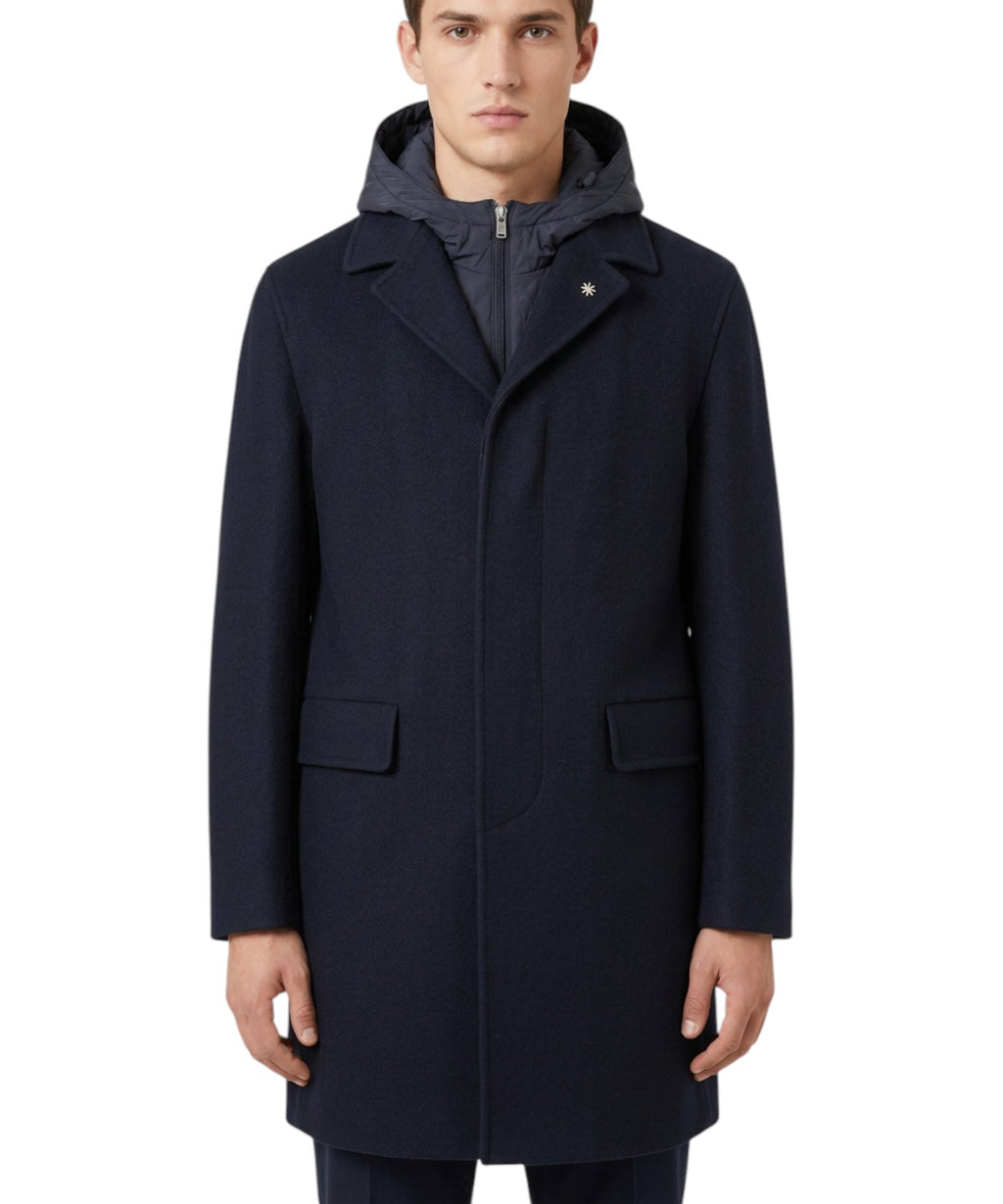 Manteau Homme Manuel Ritz en laine avec capuche