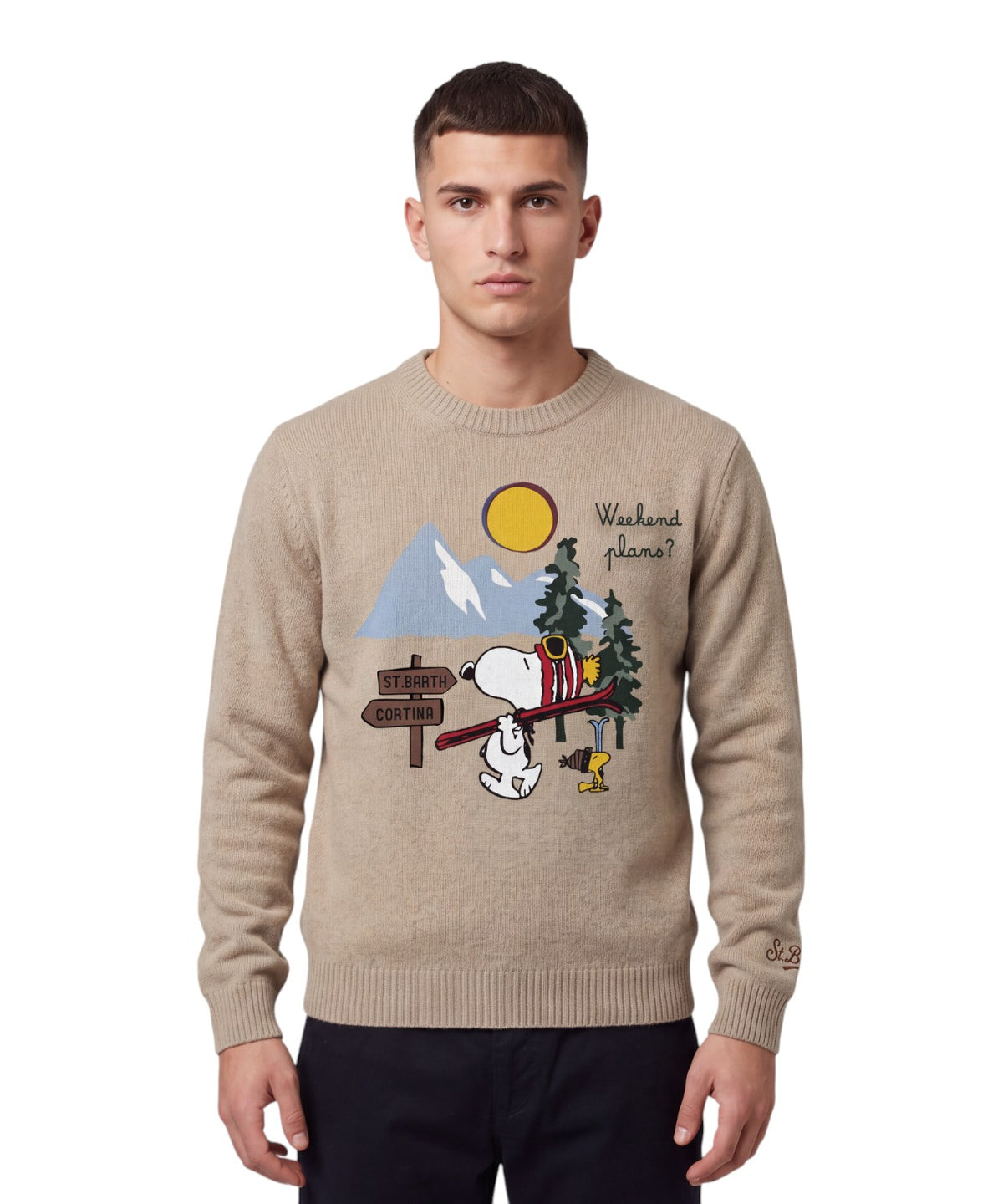 Pull Heron en mélange cachemire avec broderie Snoopy