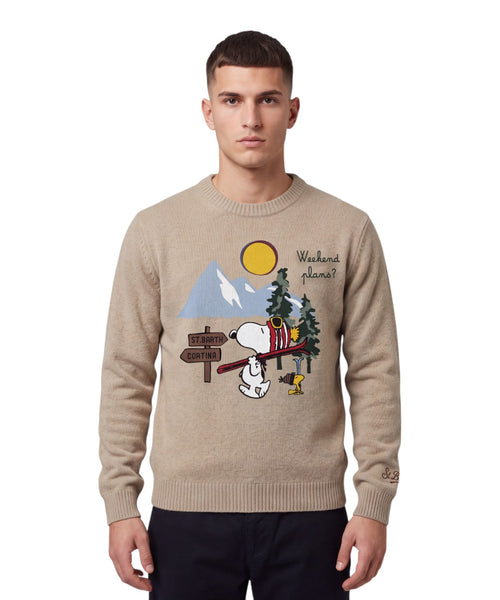 Pull Heron en mélange cachemire avec broderie Snoopy