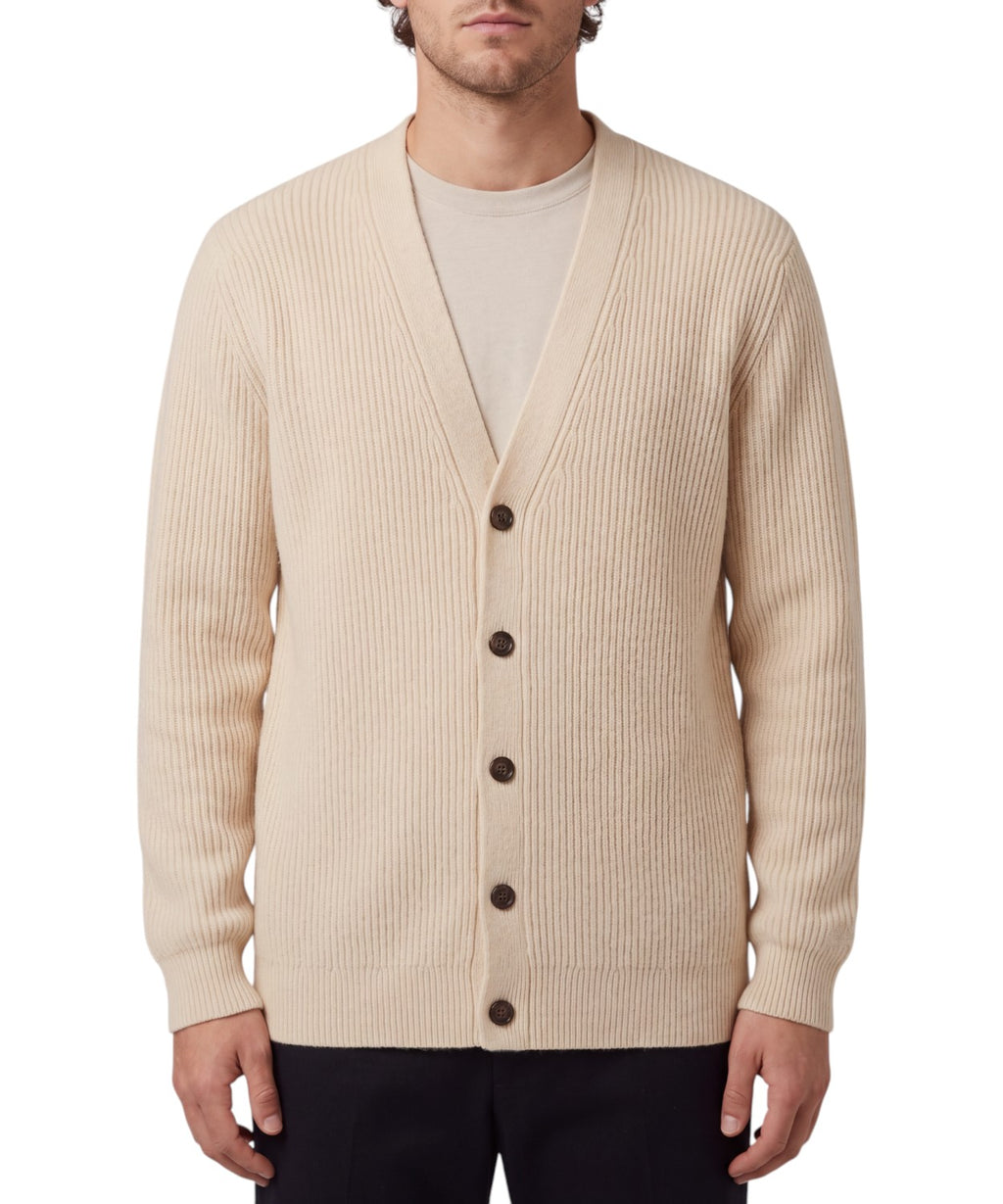 Cardigan in Lana con Scollo a V e Bottoni