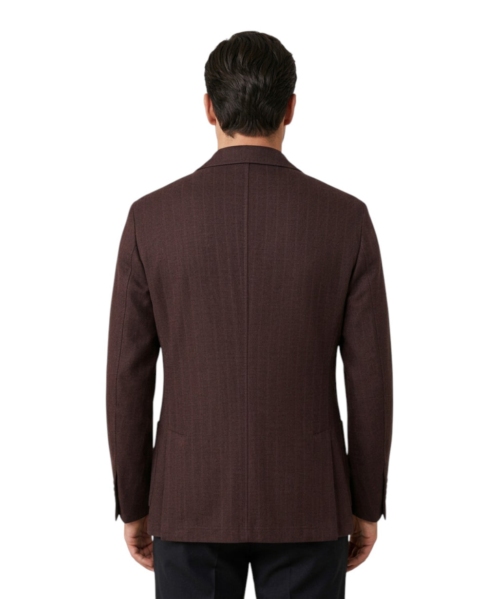 Veste Homme Paoloni croisée à côtes en mélange de coton et de laine
