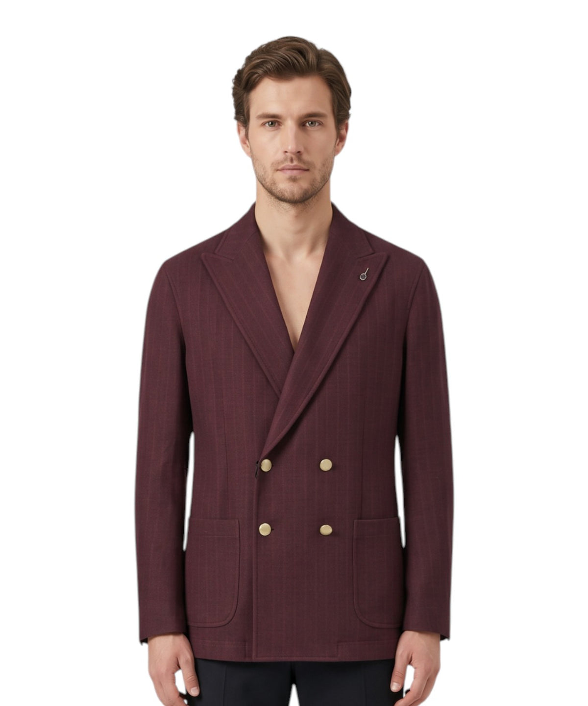 Veste Homme Paoloni croisée à côtes en mélange de coton et de laine