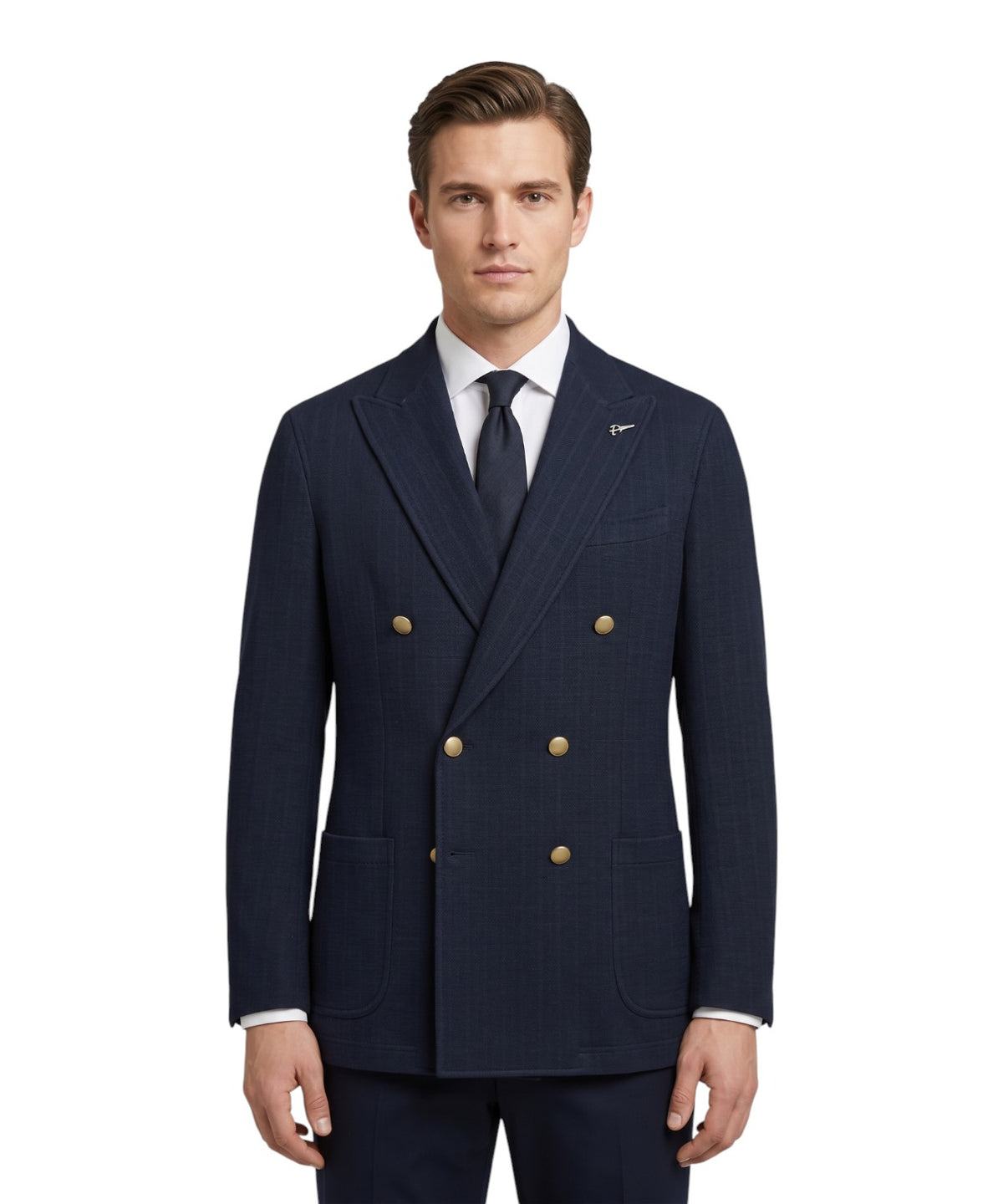 Veste Homme Paoloni croisée à côtes en mélange de coton et de laine